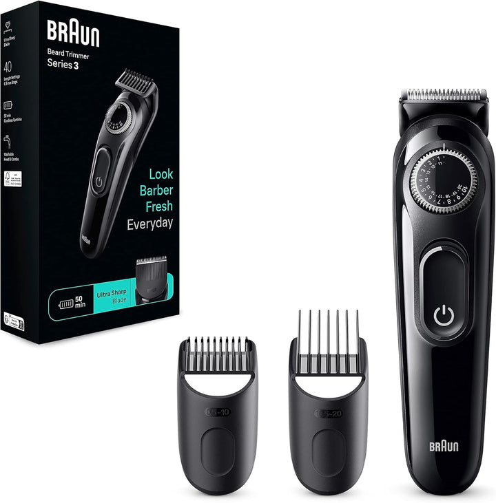 Braun Barttrimmer, Trimmer/Haarschneider Herren, Haarschneidemaschine mit ultrascharfer Klinge, 40 L