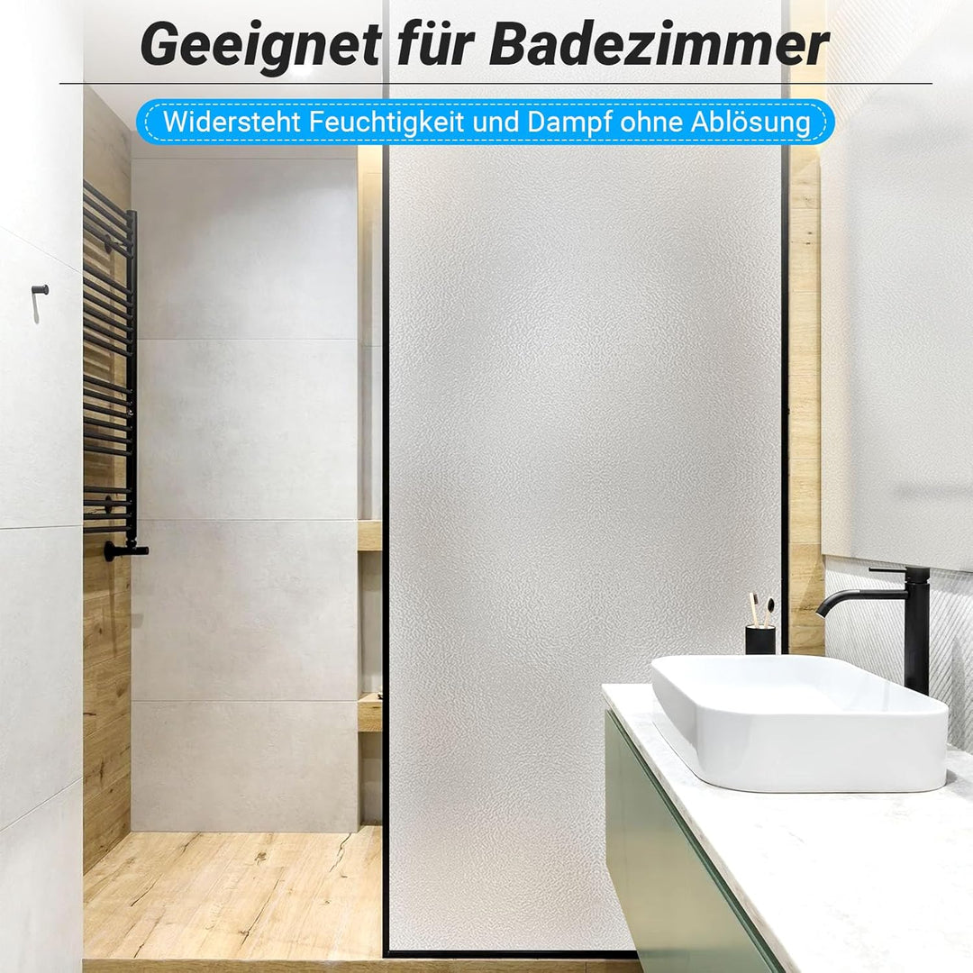 Funfox Fensterfolie Matt Blickdicht Milchglasfolie Fenster Selbstklebende Sichtschutzfolie Anti-UV S