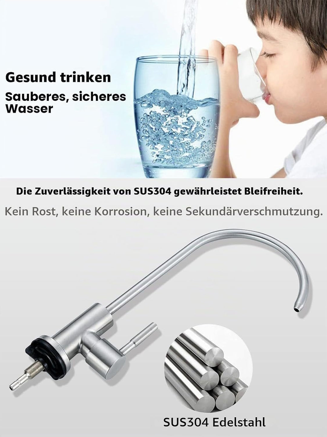Trinkwasserhahn, einfach zu installierender Spülbecken-Wasserfilter-Wasserhahn, bleifreier Umkehrosm