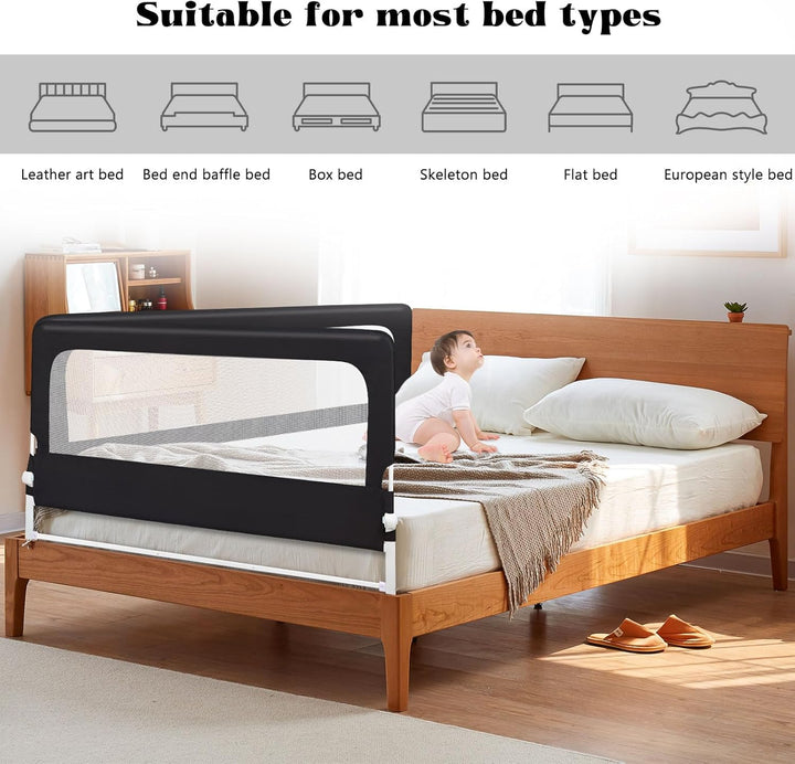Bettgitter für Kinder, tragbar, Bed Rail, Kleinkinderbett, Zubehör für Jungen und Mädchen (Schwarz,