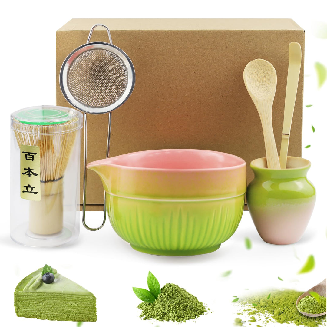 Matcha Set, 1 Matcha-Schale, 1 Matcha-Bambusbesen, 1 Messlöffel, 1 Sieb, 1 Matcha-Besenhalter, für z