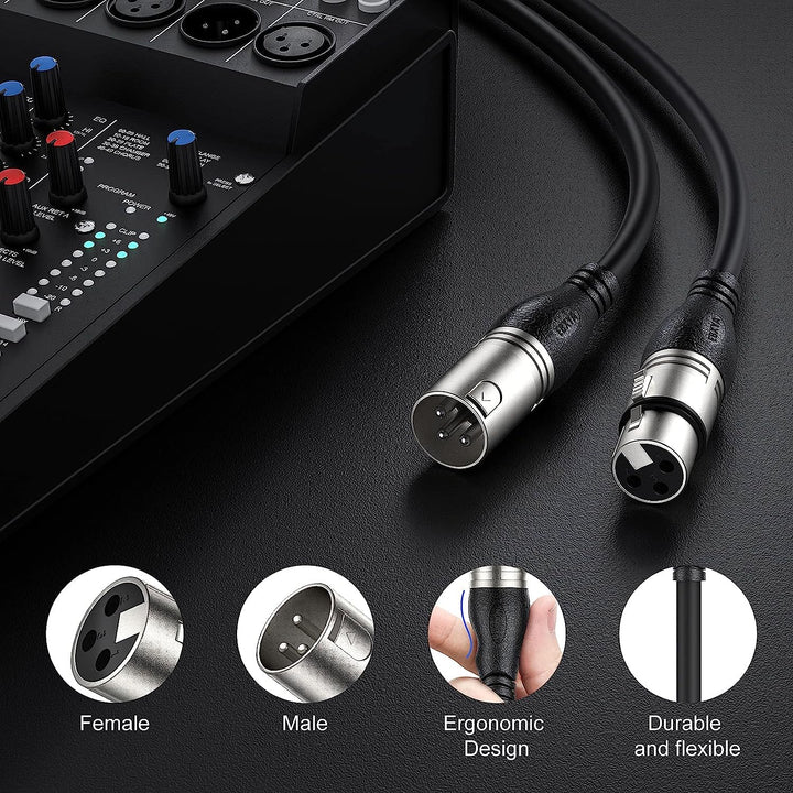 EBXYA XLR Mikrofonkabel 15M Premium 3-Pin Symmetrischer Stecker auf Buchse DMX Patchkabel 15M 1Pack