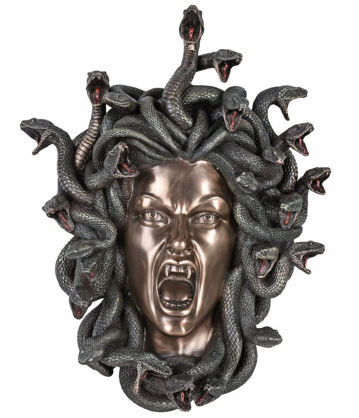 Medusa Kopf in Schlangenkrone Gorgone Büste Frauenkopf Wandfigur Veronese Vampir wu77091V4 Palazzo E