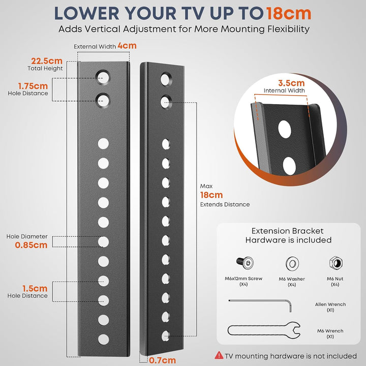 VESA Adapter Verlängerungsplatten für TVs mit niedrig positionierten VESA-Bohrungen, Erweiterungs Ki