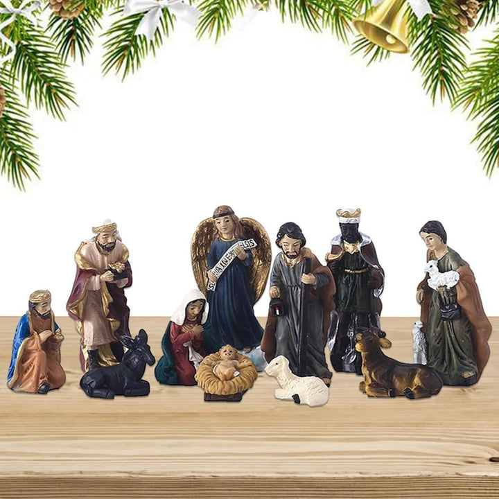 Gcroet Weihnachtsgeburt setzt mit Figuren Harz Krippe Szene Weihnachtsverzierung Lebendige realistis