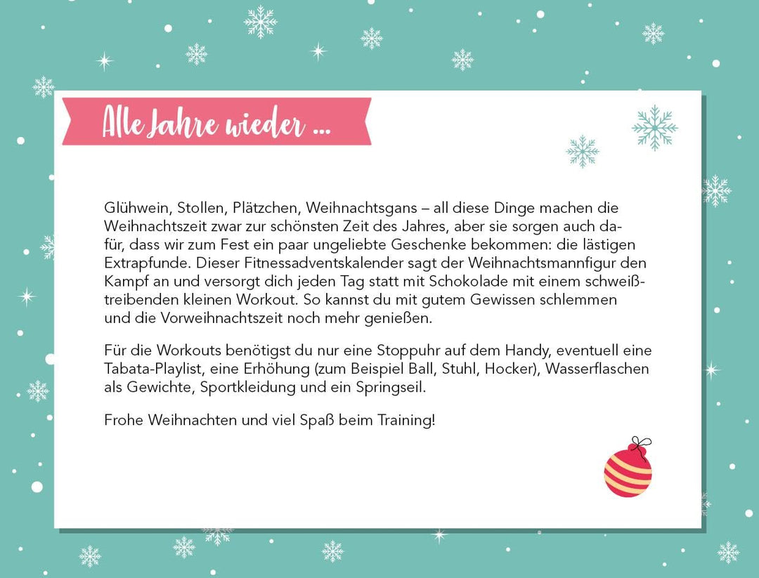 Lasst uns fit und munter sein: Der Fitnessadventskalender mit 24 Workouts gegen den Weihnachtsspeck
