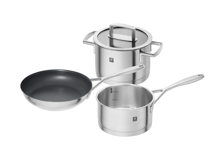 ZWILLING Vitality Kochtopf-Set mit Pfanne, 3-teilig, 1 Deckel, Induktionsgeeignet, Edelstahl, Silber