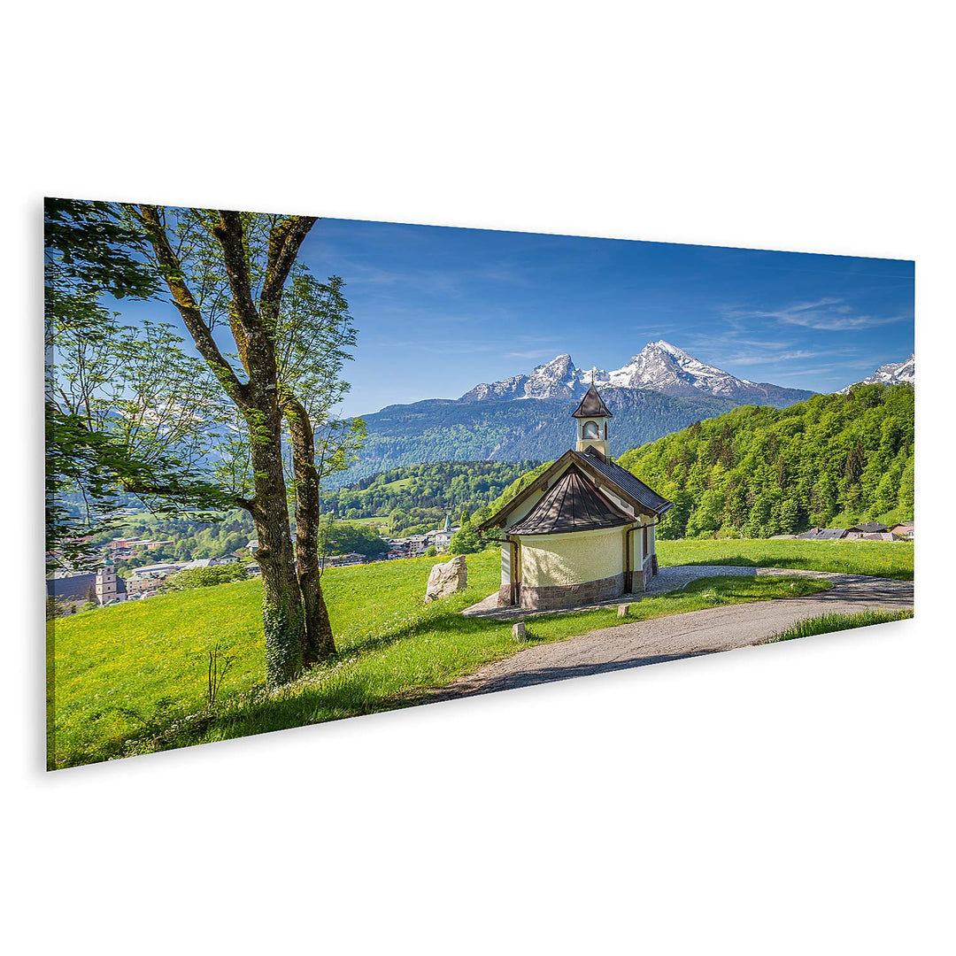 islandburner Bild auf Leinwand Schöne Aussicht Berühmte Kapelle Lockstein Berg Watzmann Nationalpark