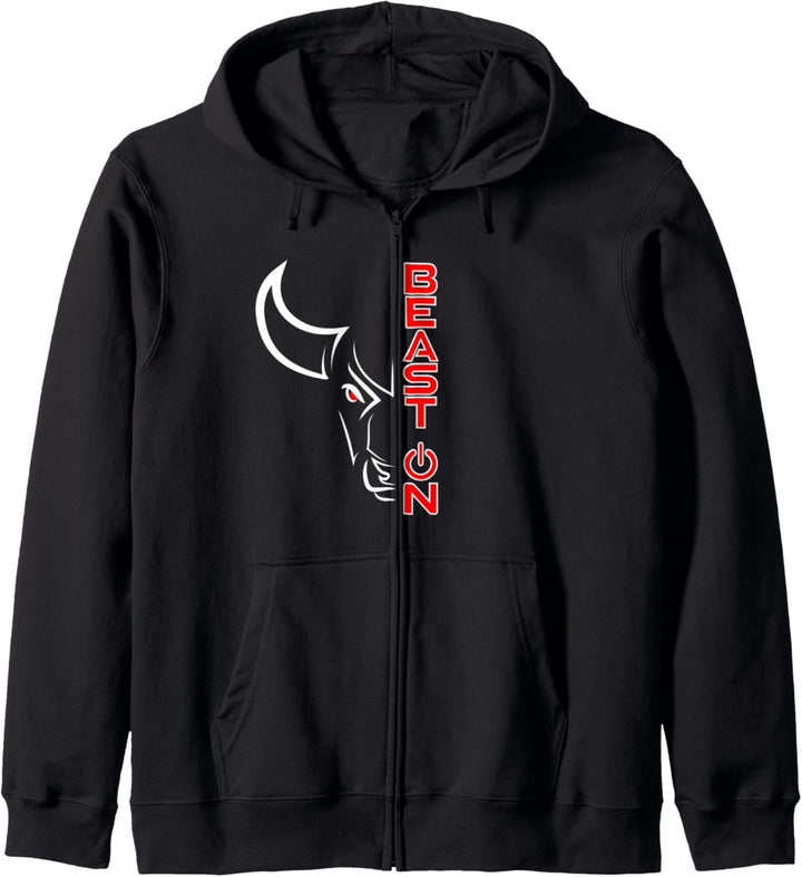 Stier Bulle Kopf Beast ON Rot Gym Workout Fitness Training Kapuzenjacke