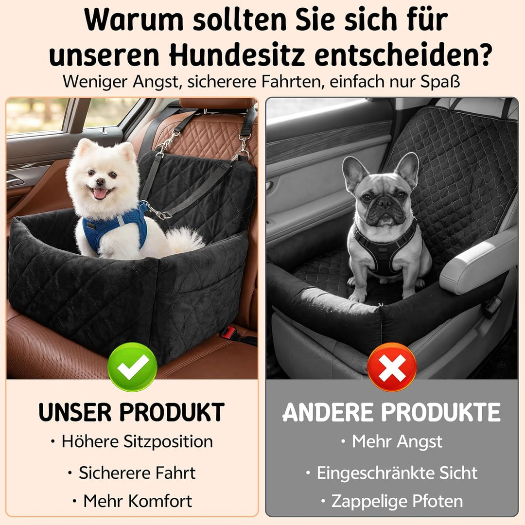 Hunde Autositz für Kleine Hunde, Hundesitz Auto mit dickem Memory-Schaum, Auto-Sitzerhöhung hundeaut