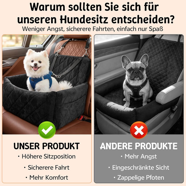 Hunde Autositz für Kleine Hunde, Hundesitz Auto mit dickem Memory-Schaum, Auto-Sitzerhöhung hundeaut
