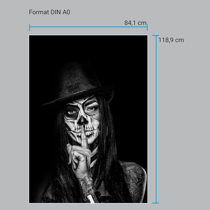 wandmotiv24 Poster als Wanddeko, Grösse Din A0, Model mit Totenkopf Makeup, Schminke, Grüne Augen, F