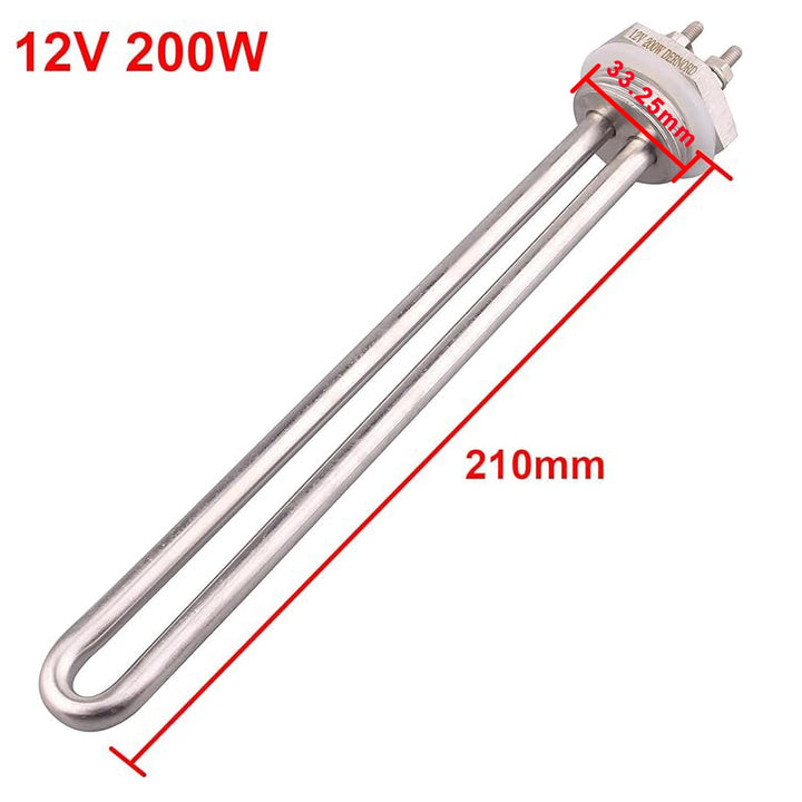 DERNORD 12V 200W BSP Tauch-Wasser-Heizelement DN25 Edelstahl Gewinde-Tauchwasser-Heizkörper U-Typ