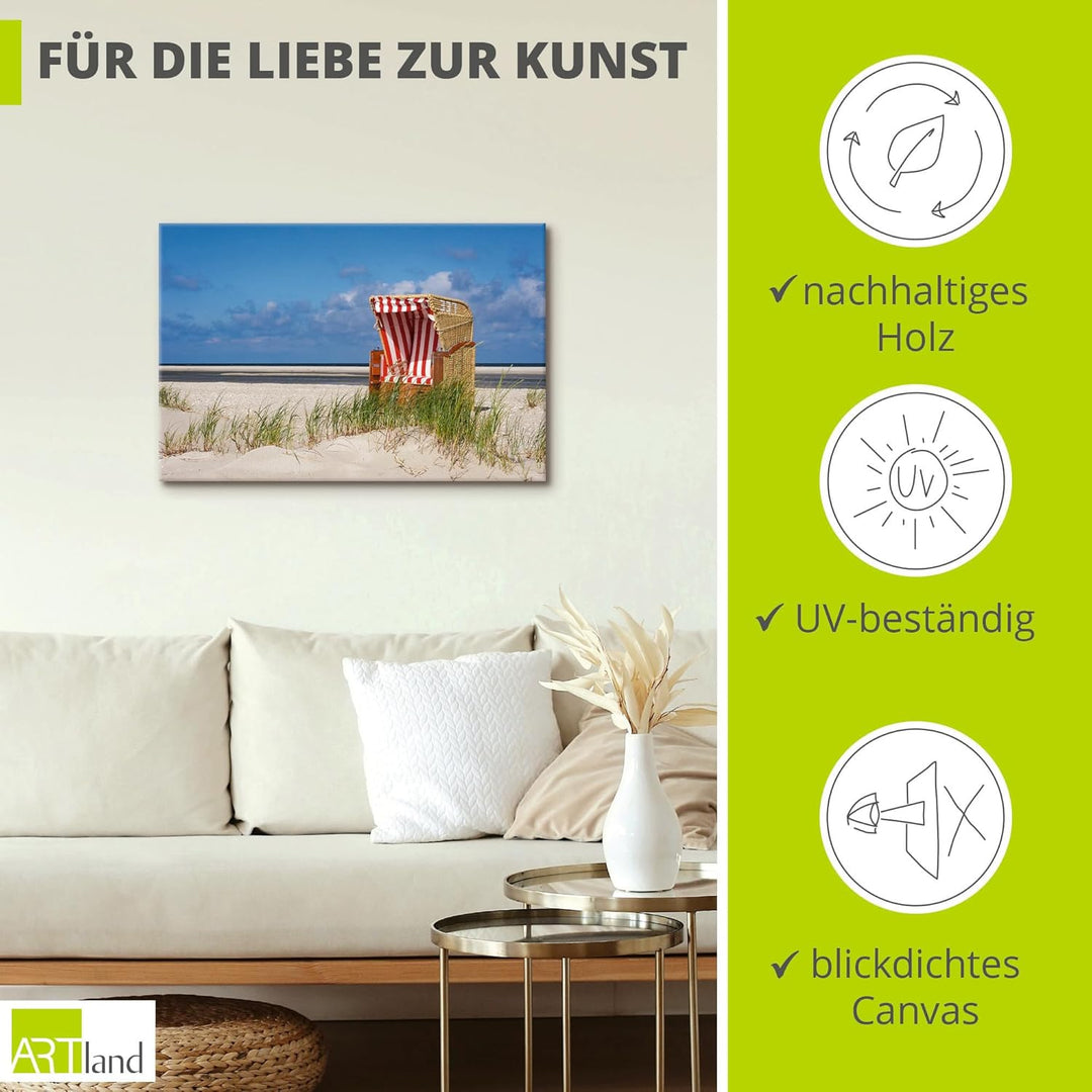 ARTland Leinwandbilder Wandbild Bild auf Leinwand 60x40 cm Wanddeko Maritime Deko Sommer Meer Nordse