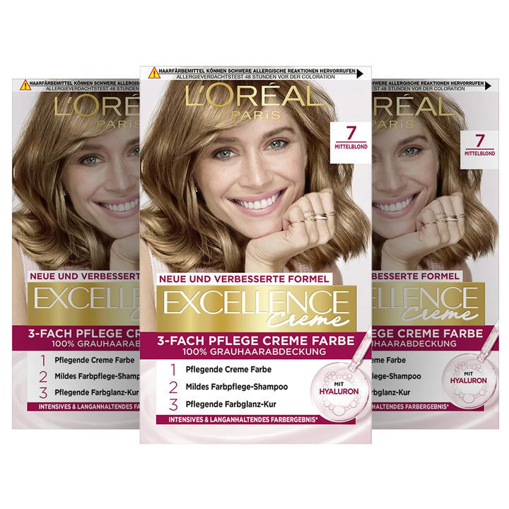 L'Oréal Paris Permanente Haarfarbe, 100% Grauhaarabdeckung, Haarfärbeset mit Coloration, Shampoo und