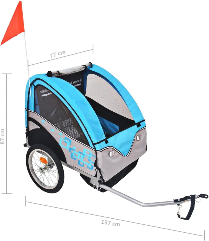 Fahrradanhänger 2 Kinder 30kg Rot Schwarz | Robust &amp; sicher, Komfort für 1-2 Kinder, max 30kg Grau u