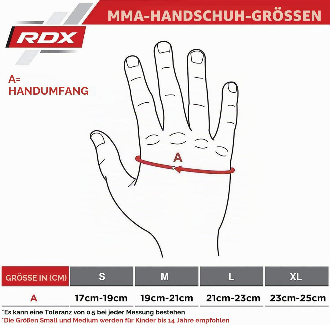 RDX MMA Handschuhe Schwarz Profi Training, Maya Hide Leder, Grappling Sparring Kampfsport Kickboxen