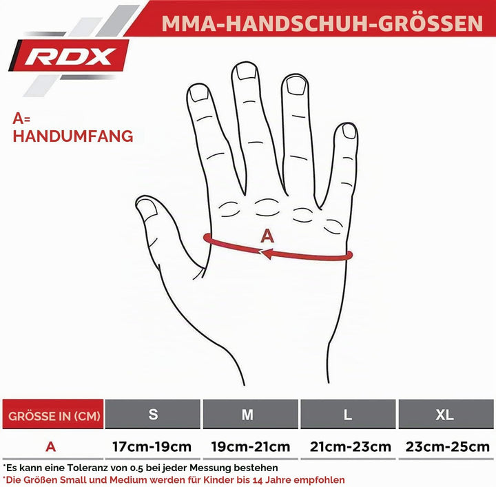 RDX MMA Handschuhe Schwarz Profi Training, Maya Hide Leder, Grappling Sparring Kampfsport Kickboxen