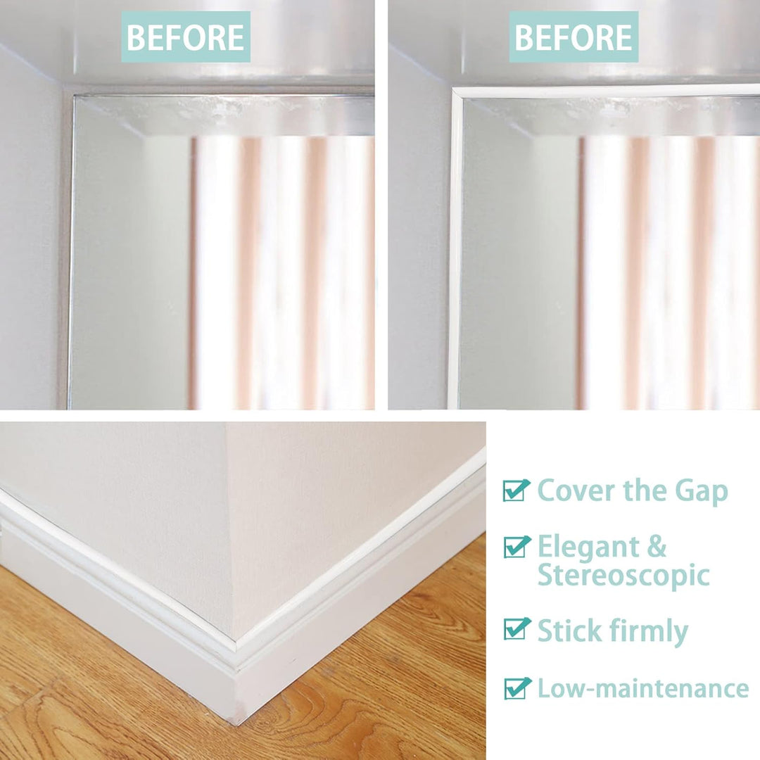 Flexible Zierleiste Selbstklebend | Weiss Deckenleisten für Boden, Aufkantung, Fliesenkante und Ecke