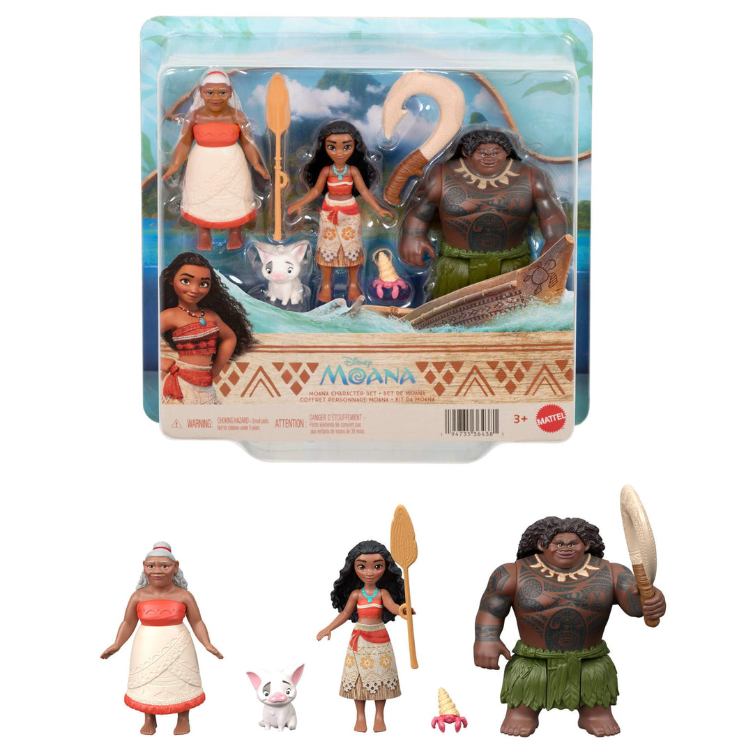 Mattel Disney Vaiana kleine Puppen im 3er-Set mit Vaiana, dem Halbgott Maui und Gramma Tala sowie de