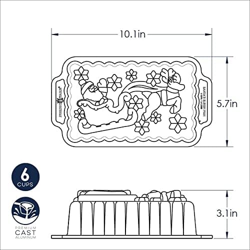 Nordic Ware Backform Santa’s Sleigh Loaf Pan Aluminium Grau, 26,1cm x 14,5cm, NW 90848