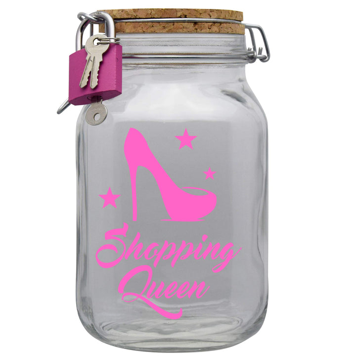 Spardose Shopping Queen Geld Geschenk Idee Transparent XL