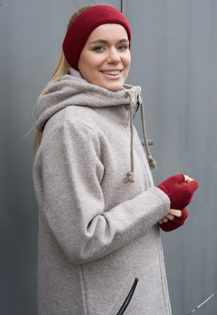 FosterNatur, Merino Stirnband mit Baumwollfutter, 100% Wolle Russet Red, Russet Red