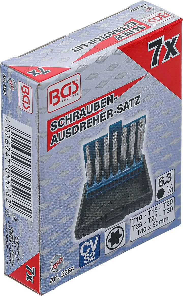 BGS 5284 | Schraubenausdreher-Satz | für defektes T-Profil (für Torx) T10 - T40 | 7-tlg., für defekt