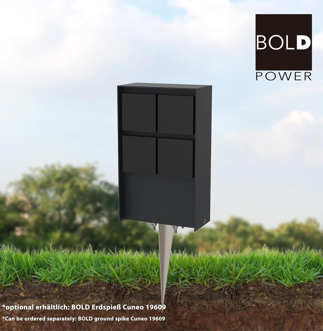 Bold 19561 Abano Aussen-Steckdose-Garten (Steckdosen-Säule) mit 4-Fach Stecker in Anthrazit (IP44 Ou