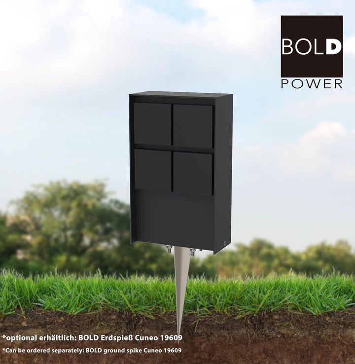 Bold 19561 Abano Aussen-Steckdose-Garten (Steckdosen-Säule) mit 4-Fach Stecker in Anthrazit (IP44 Ou