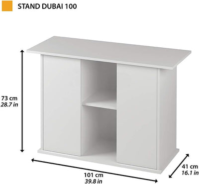 Ferplast Hydor Holz-Aquarienschrank STAND DUBAI 100 WHITE, Push-Pull-Türen, wasserabweisende Obersei