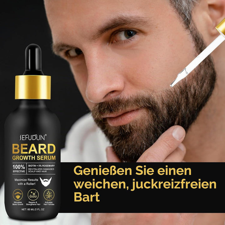 Beard Growth Kit, Beard Growth Serum mit Rolle, Beard Growth Oil - Schnelles Wachstum &amp; Verdickung f