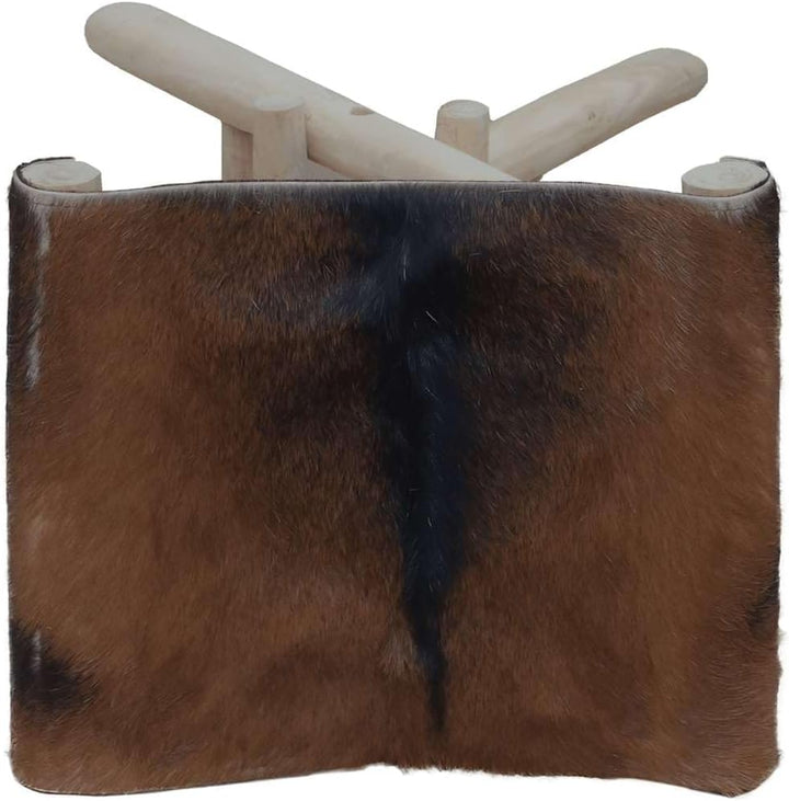 vidaXL Klapphocker Ziegenleder und Massivholz Teak