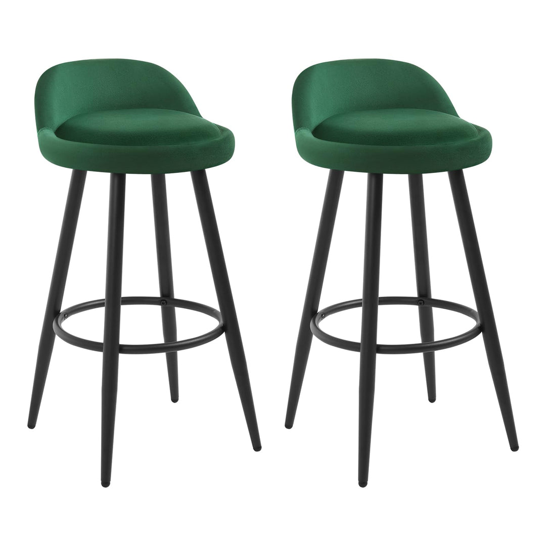 WOLTU Barhocker 2er Set, Barstuhl Küchenhocker, hoher Hocker mit Rückenlehne Fussstütze, aus Samt Me