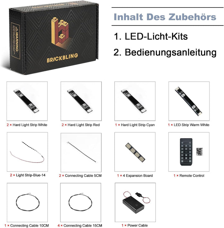 Fernbedienung Licht-Kit Kompatibel mit Lego Chevrolet Corvette Stingray Blue 42217 (Kein Modell), Le