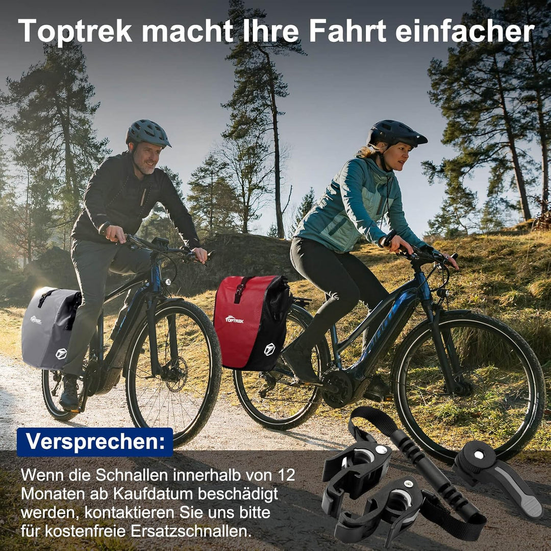 toptrek Fahrradtaschen für Gepäckträger, Fahrradtasche Gepäckträger Wasserdicht mit Schnalle der Neu