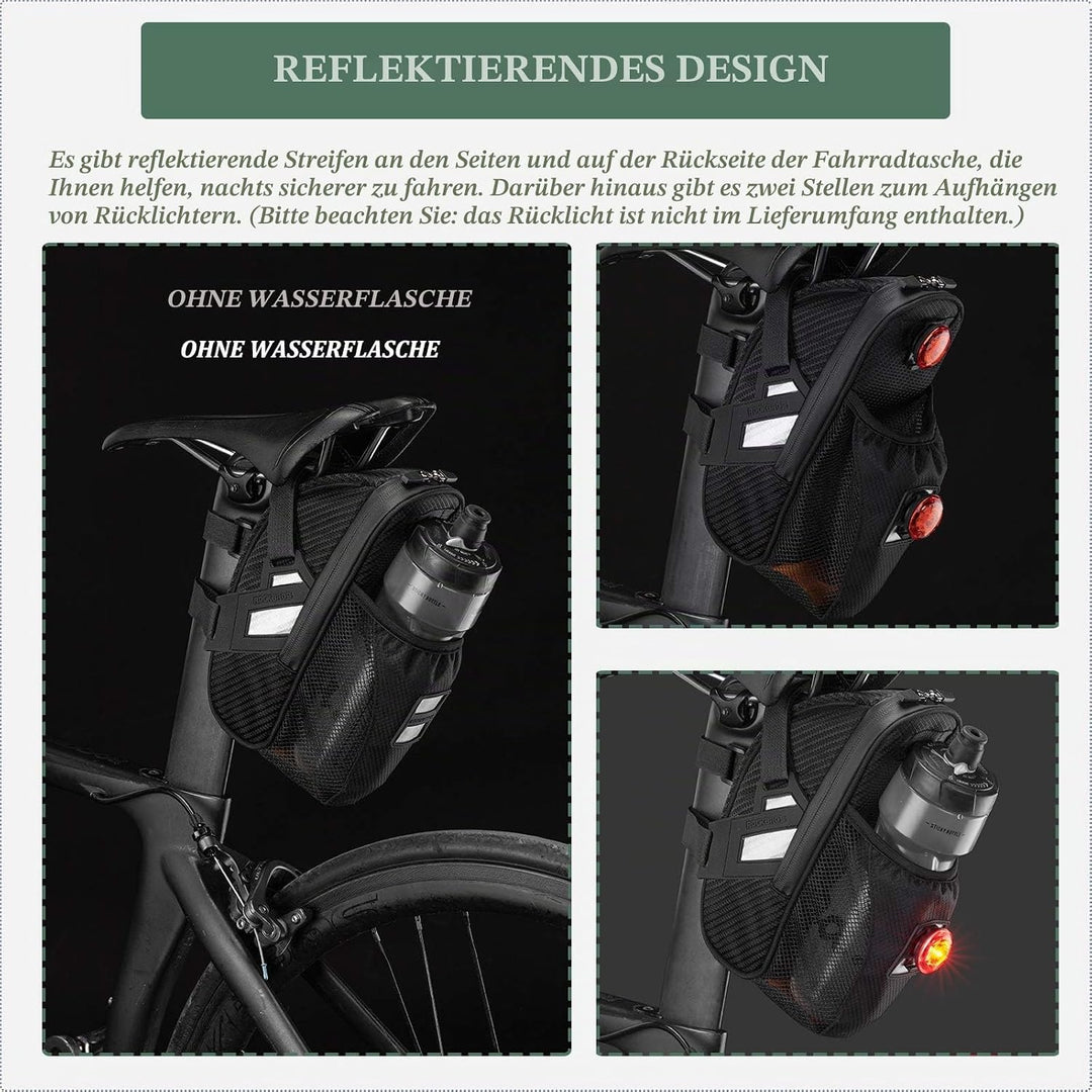 ROCKBROS Fahrrad Satteltasche Fahrradsitztasche mit Flaschenhalter für MTB Rennrad Wasserdicht Kratz
