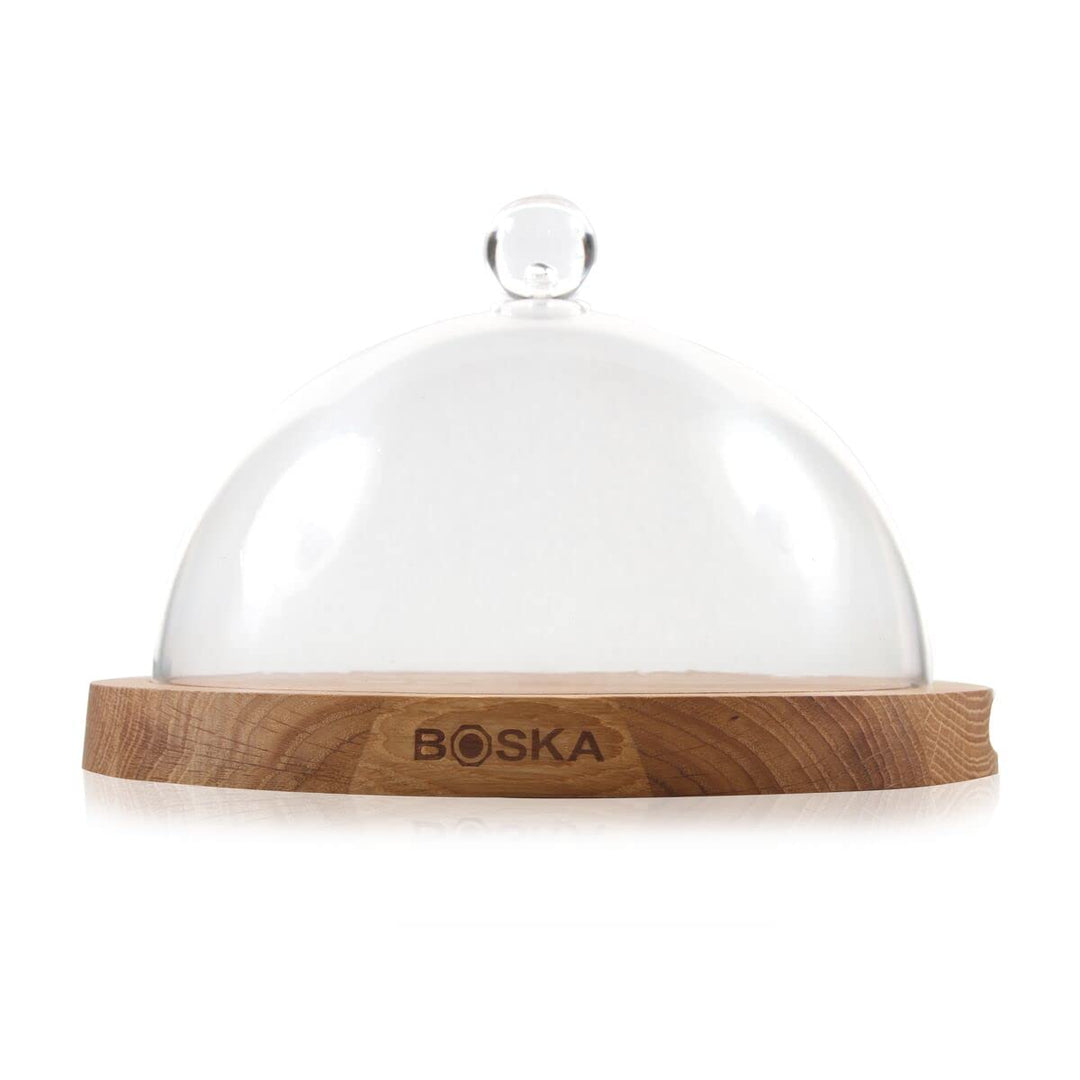 Boska Servierbrett Rund Friends mit Glocke/hält Käse länger frisch / 23,8 cm/Holz/Kunststoff/Braun