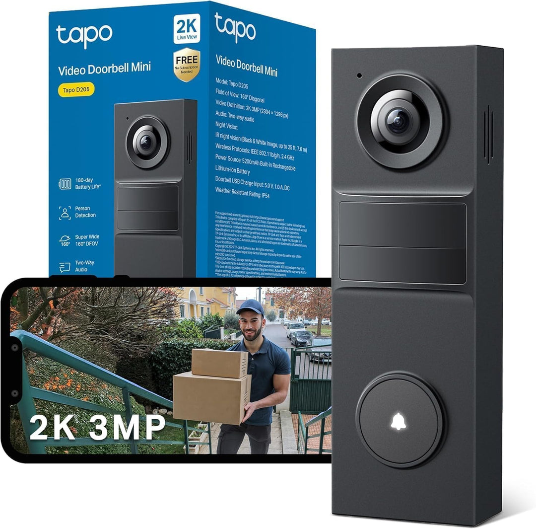 Tapo D205 Akku-Videotürklingel | WLAN Türklingel mit Kamera | 2K, 160° Weitwinkel, Zwei-Wege-Audio |