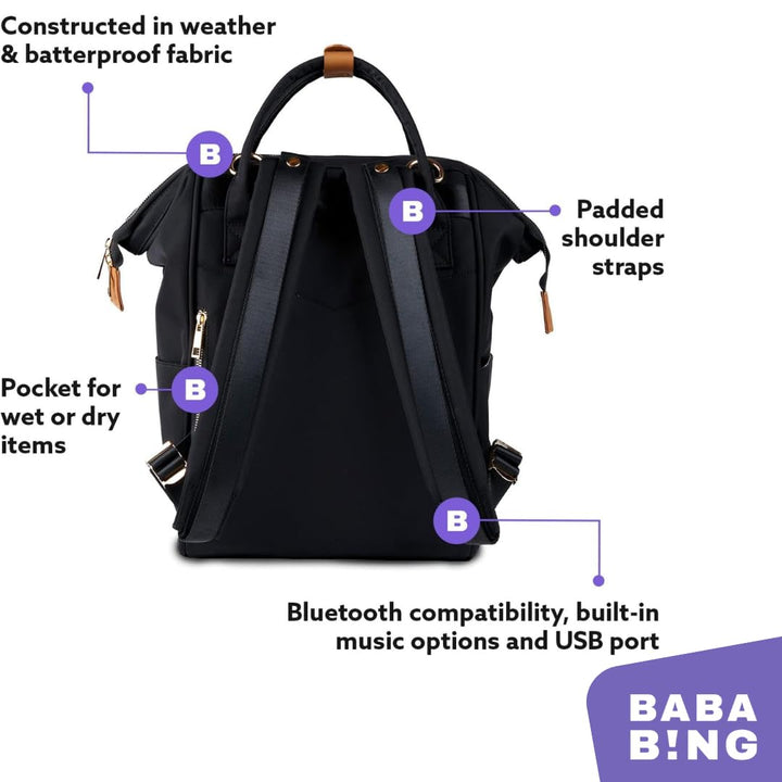 BabaBing! Mani Rucksack Veganes Leder Blush, Schwarz, Einheitsgrösse, Zeitgenössisch, Schwarz