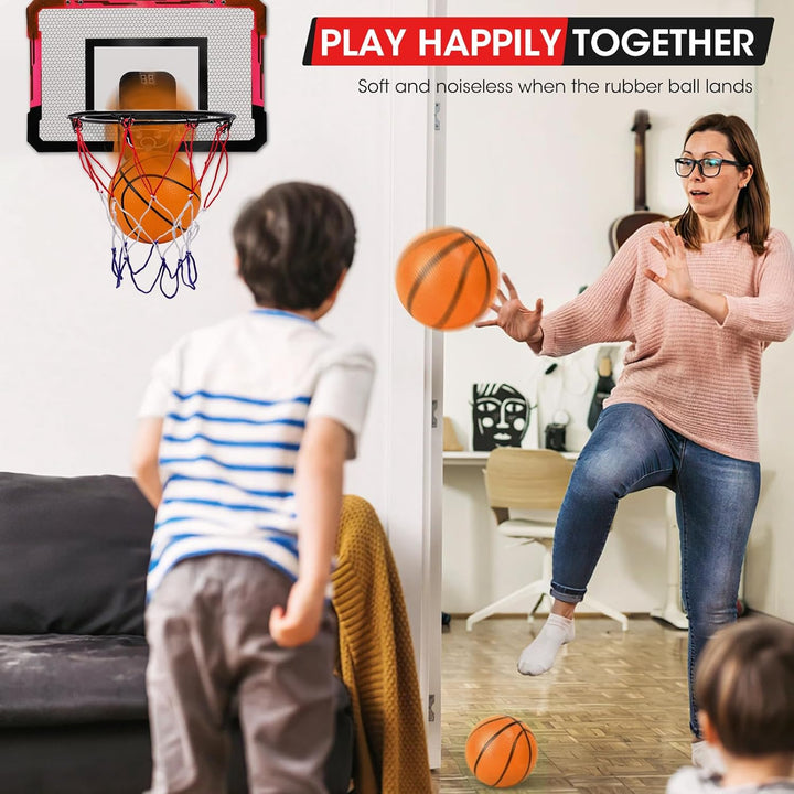Mini Basketballkorb Indoor, Mini Basketballkorb Set für Kinder mit 2 Bällen und Punktefunktion, Bask