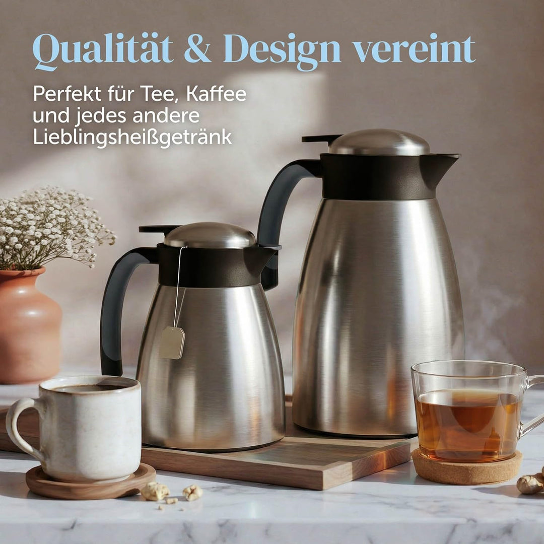 Blumtal Thermoskanne 1l - BPA-freie Teekanne mit Quick Tip Verschluss - auslaufsichere Kaffeekanne t