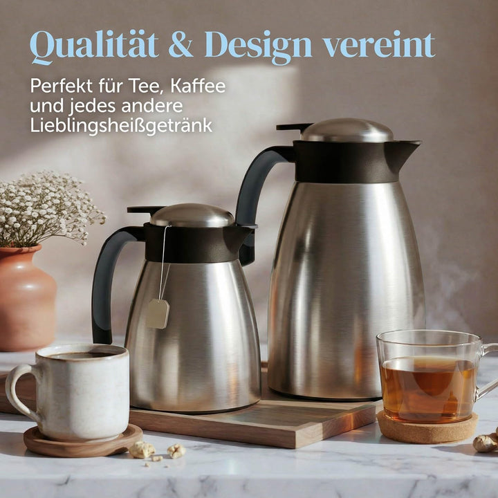 Blumtal Thermoskanne 1l - BPA-freie Teekanne mit Quick Tip Verschluss - auslaufsichere Kaffeekanne t