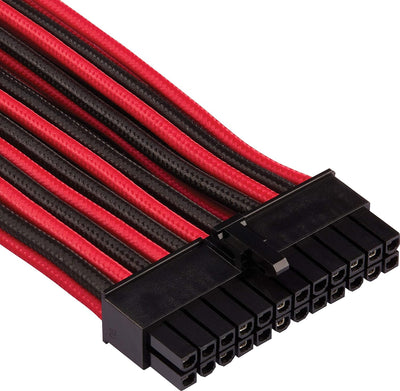 Corsair Premium Sleeved 24 pin-Polig-ATX-Kabel Typ4 (Generation 4-Serie) Rot/Schwarz 24 pin ATX Rot/