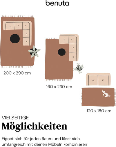 Benuta Teppich OYO Cream Handmade-Look Fransen Hochflor Wohnzimmer 160x230 cm 160x230 cm Cream, 160x