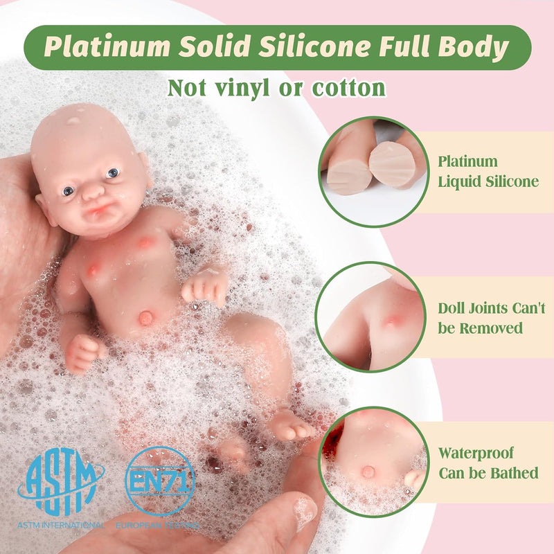 Vollence Mini-Reborn-Puppe Mädchen Micro-Frühchen Ganzkörper-Silikon lebensechte Mini-Reborn-Puppe Ü