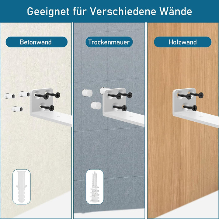 6 Stücke Regalhalterung Regalträger 10cm, Industrielle Regal Wandhalterung, Wandregal Halter mit Bef
