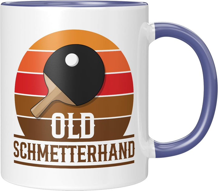 Lustige Tischtennis Tasse | Old Schmetterhand Retro Design | Geschenkidee für Ehemann, Vater, Opa Bl