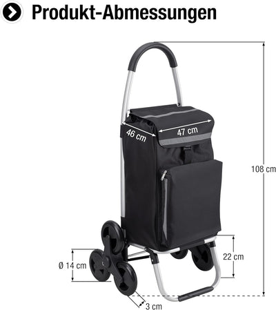 Meister Einkaufstrolley - 54 Liter - 3x3 Treppensteiger, Mit Kühlfach, Abnehmbare & regenfeste Tasch