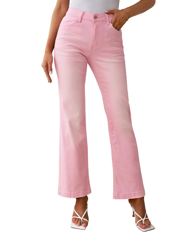 Roskiky Schlaghose Damen Jeans Wide Leg Baggy Jeans Damen High Waist Stretch Hosen Damen Jeans M A-r